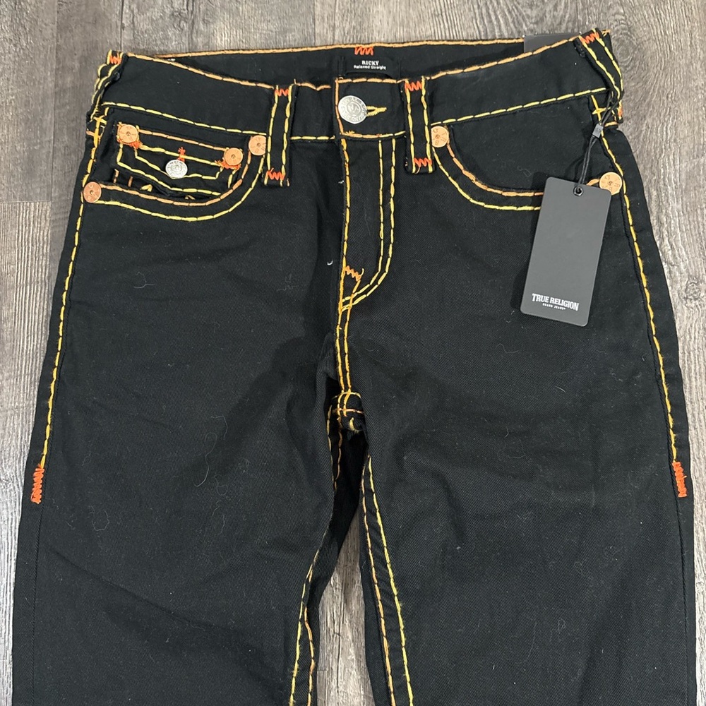 NEW | TRUE RELIGION Men's Ricky Black Rinse Relaxed Straight Super T Jeans - Picture 6 of 7